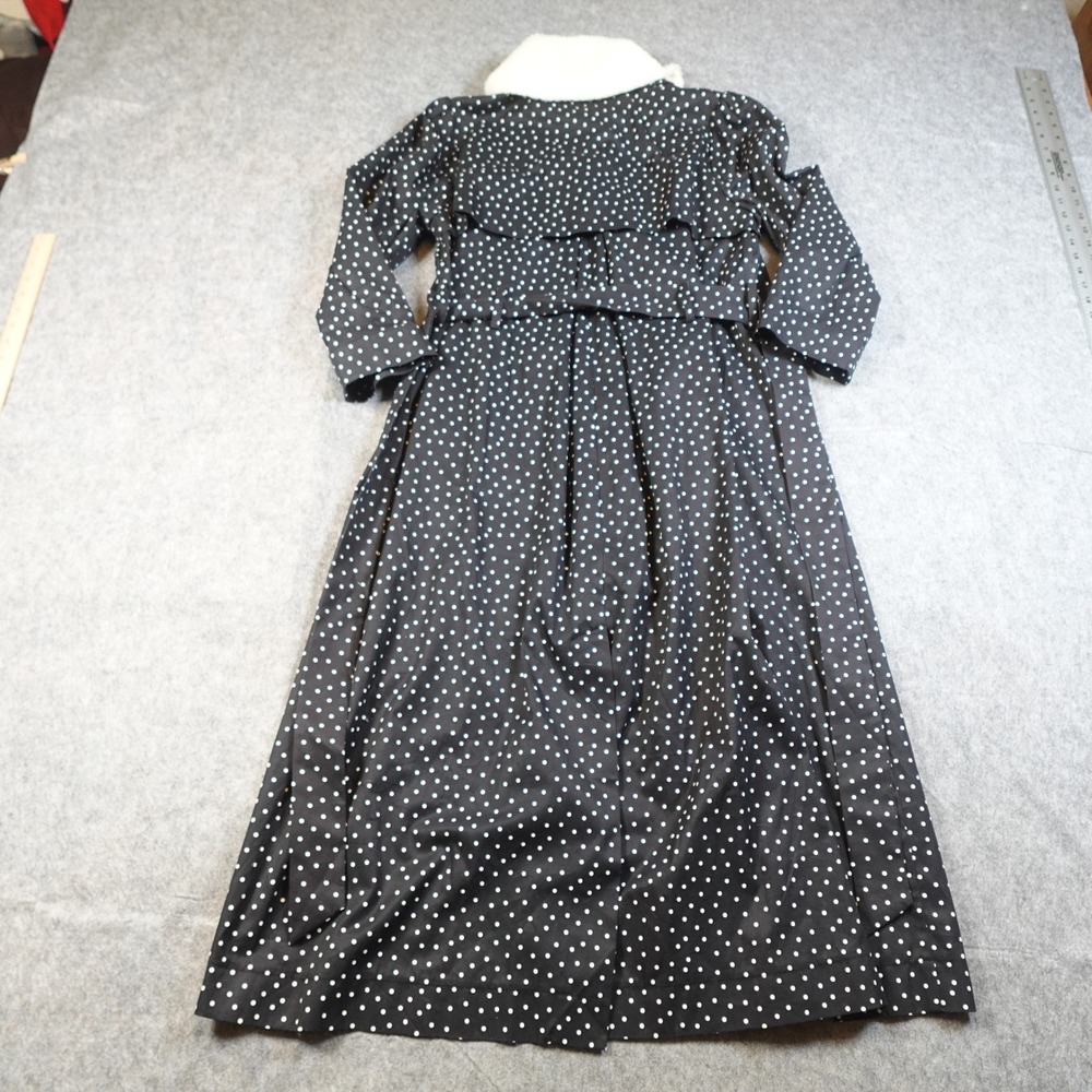 Rixo Trench Coat Womens Small US 6 Black White Polka Dot Belted Removable Collar - Picture 5 of 12